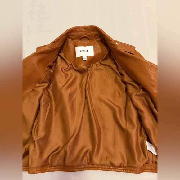 Pistola REVOLVE Tracy Moto Faux Leather Jacket in Cognac Brown New size XS - Picture 8 of 14